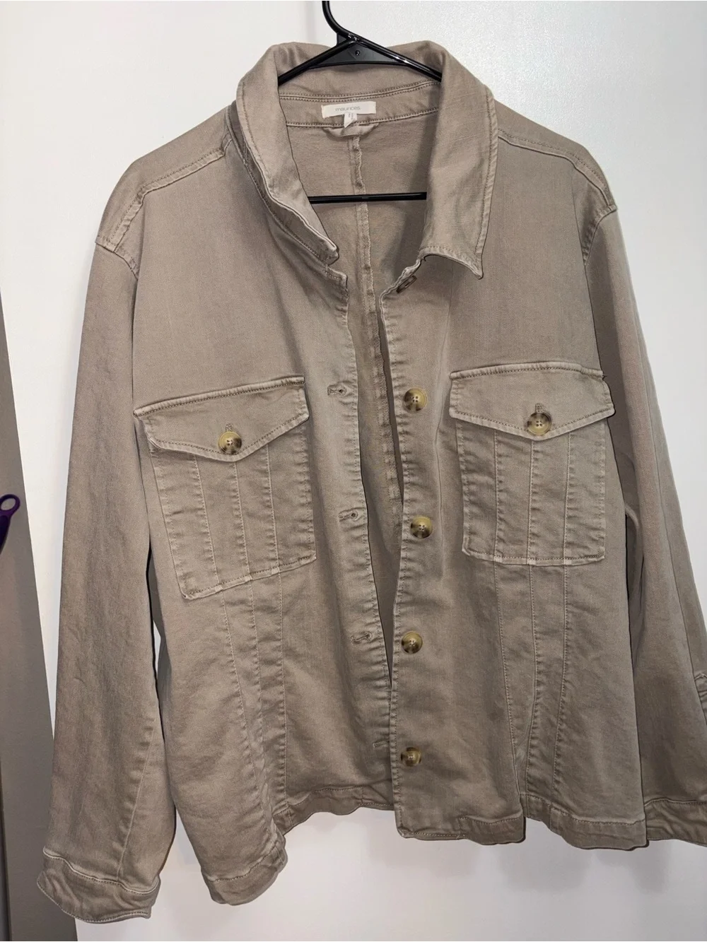 Maurices Light Taupe Button-Front Utility Jacket